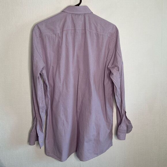 HUGO BOSS BLACK LABEL DRESS SHIRT SHARP FIT SPREAD COLLAR PLAID REDBLUE 17 34/35 - Picture 9 of 10